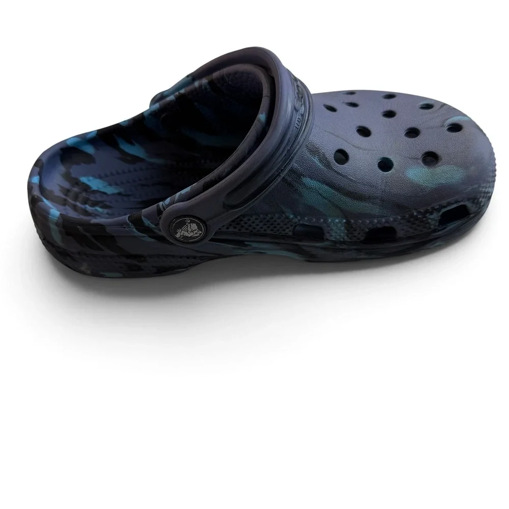 Crocs Classic Marbled Clog Blue Black Swirl Water Shoes Kids J2